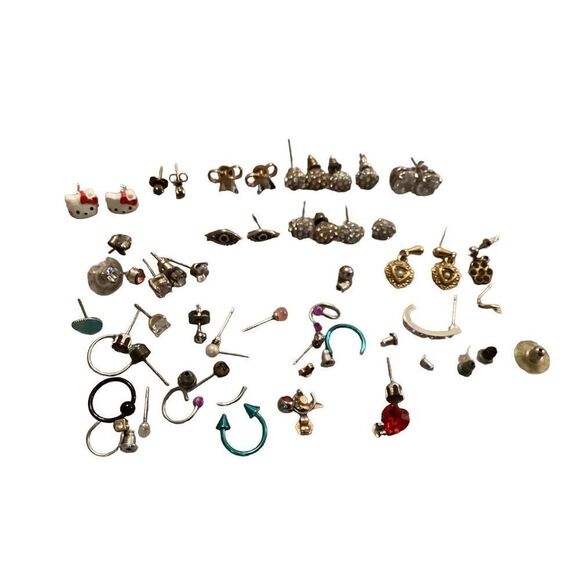 Earring Lot Hello Kitty Eye of Horus Rhinestones Hearts Studs Dangle - Picture 1 of 4